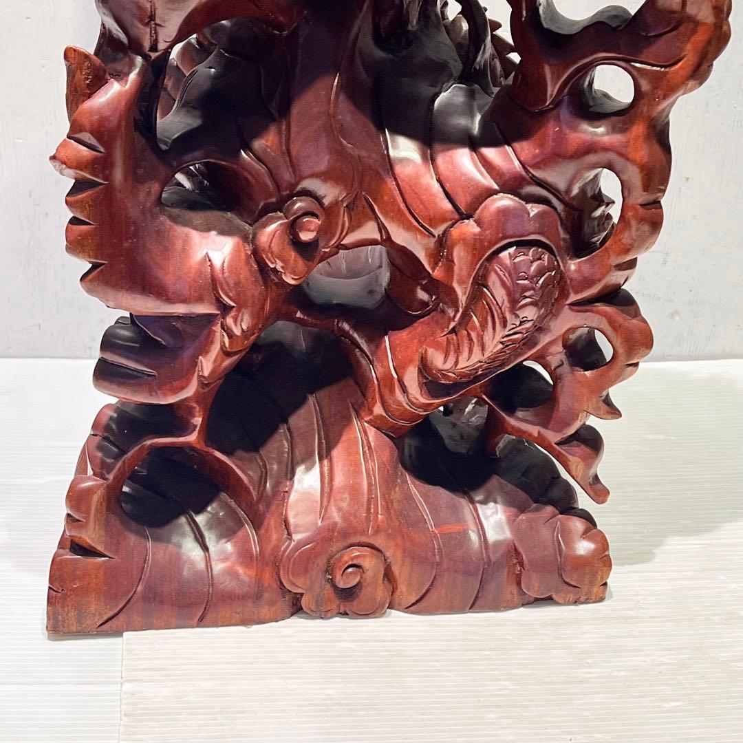 一点もの　開運 龍神 龍 木彫り 双龍 置き物　昇り龍　インテリア　工芸品