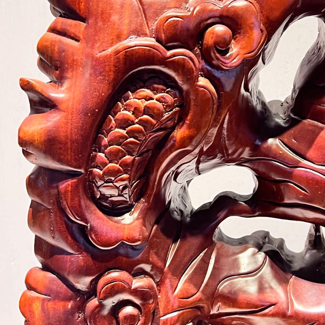 一点もの　開運 龍神 龍 木彫り 双龍 置き物　昇り龍　インテリア　工芸品