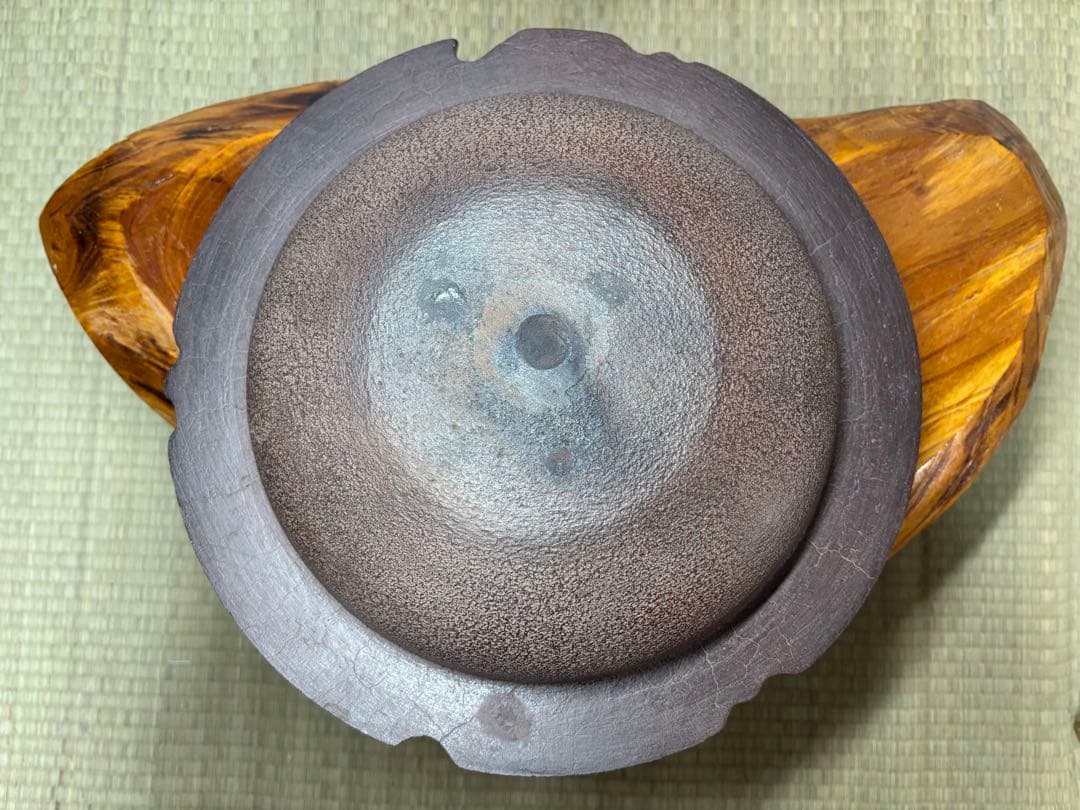 橋本辰敏 桐地紋 透木釜 透木 共箱 鉄釜 炉用 茶釜 茶道具