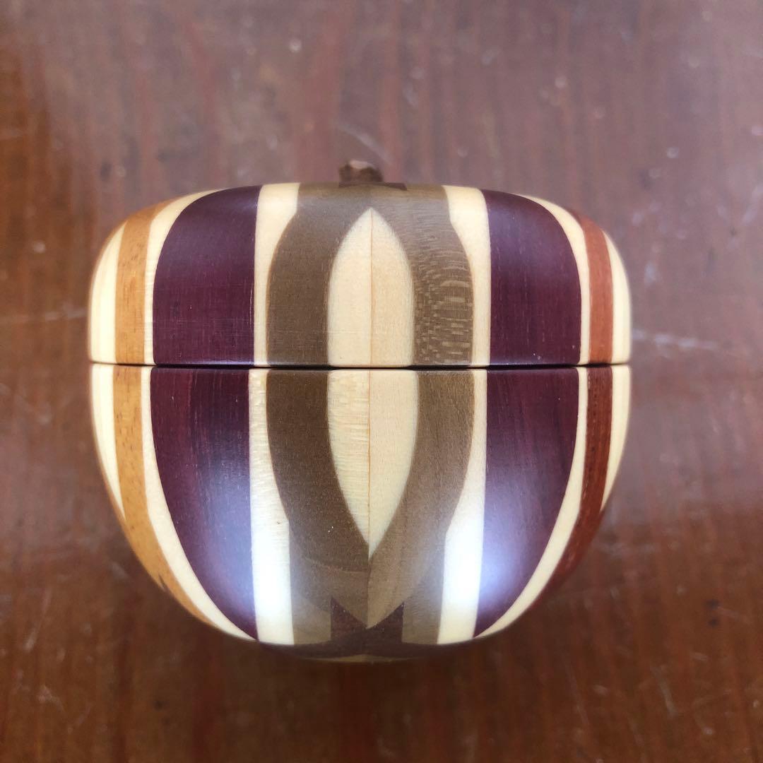 寄木細工 箱根細工 かなざし 金指 無垢 りんご 小物入れ 林檎 合子 工芸品