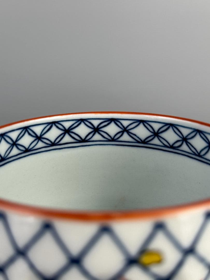 中国美術　小魚魚網文　南京赤絵 小茶碗　染付　華道具　唐物　時代　古玩