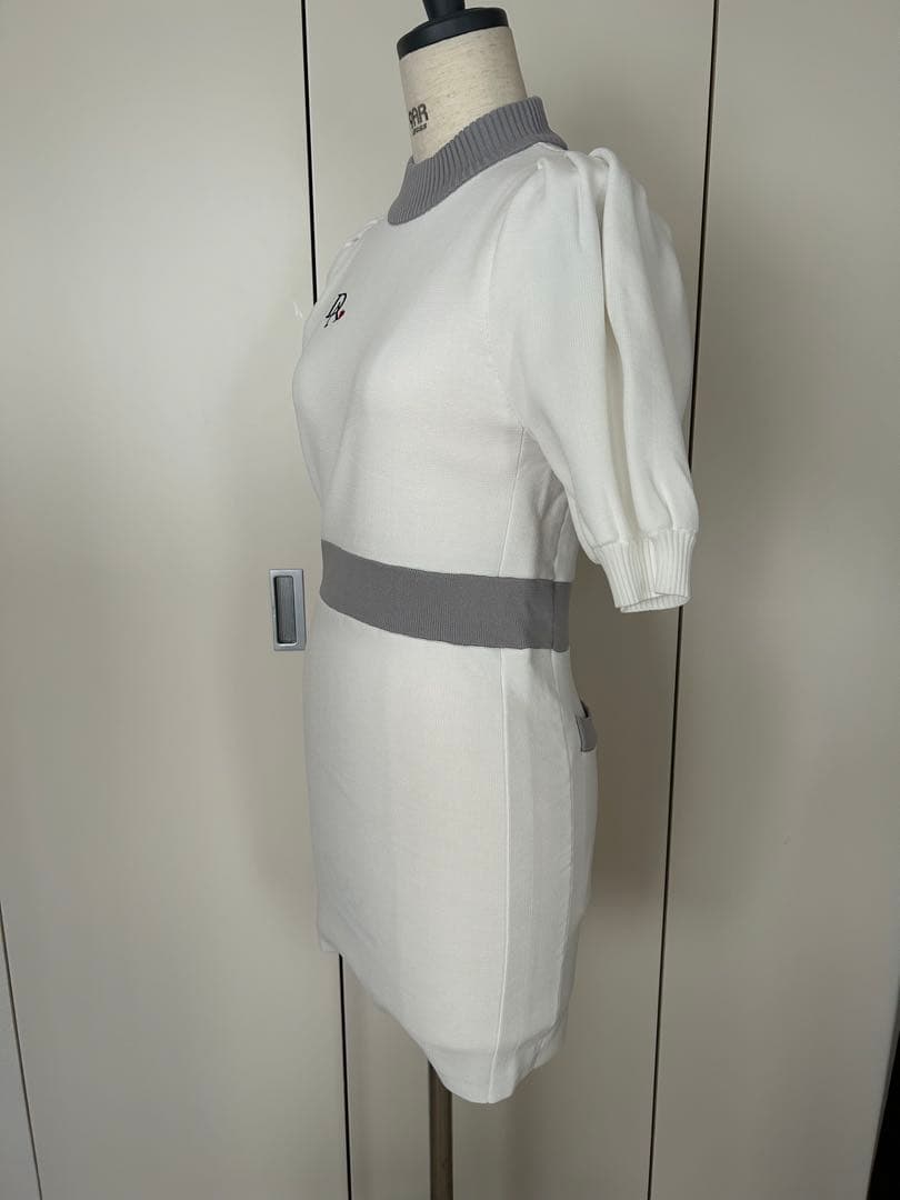 ドゥアヴニール/ホワイト/パフスリーブ/半袖/ワンピース/新品未使用品