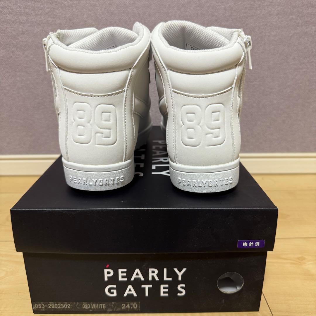 新品未使用 パーリーゲイツ 白ハイカットスパイクシューズ ビス替付き 24cm