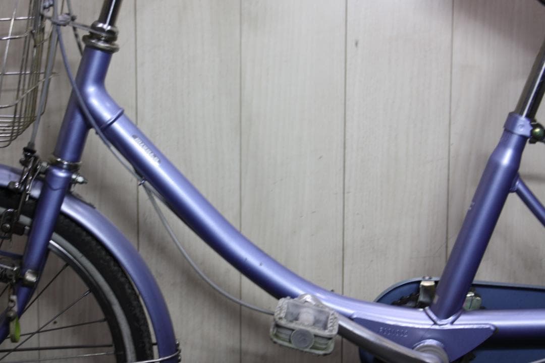 青紫色 シティサイクル 3輪 バスケット付き