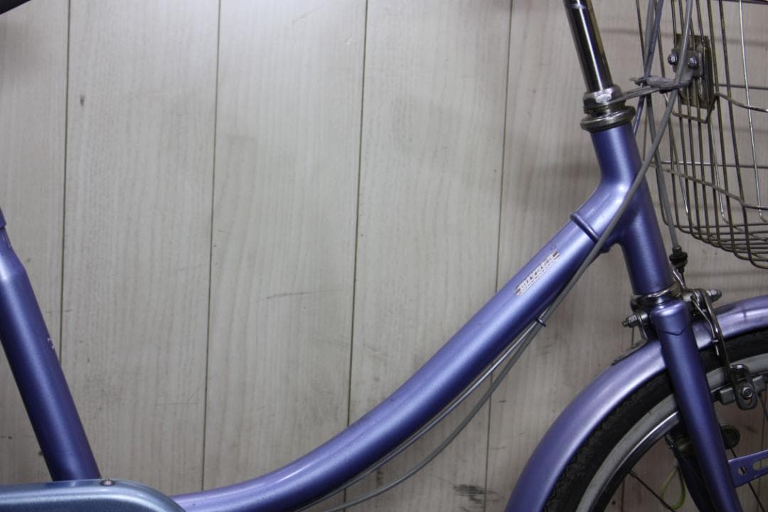 青紫色 シティサイクル 3輪 バスケット付き