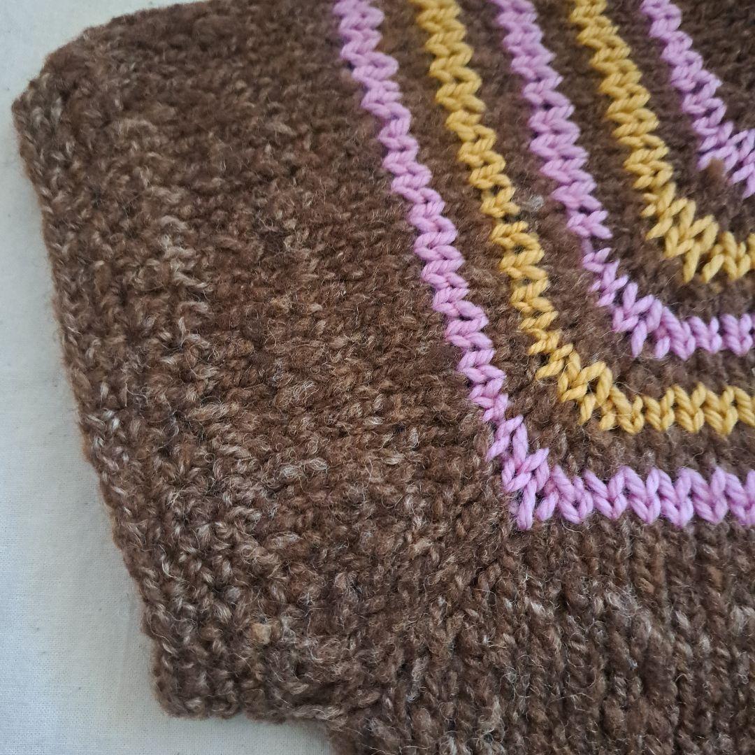 ハンドメイド　セーター　半袖　手つむぎ　手編み　北里大学　獣医学部　毛糸　羊毛