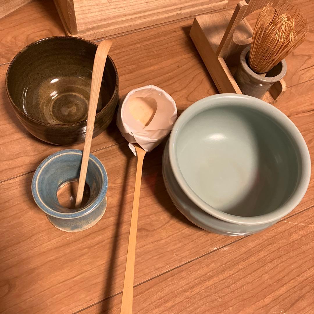 茶道具　箱付き　一式　抹茶　当時物　現状品　茶碗　茶杓　柄杓　茶筅