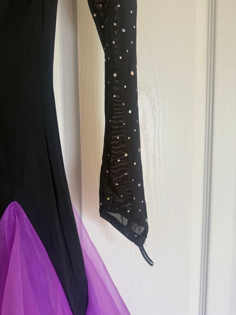 ★週末お値下中★社交ダンス用黒紫フレアドレス