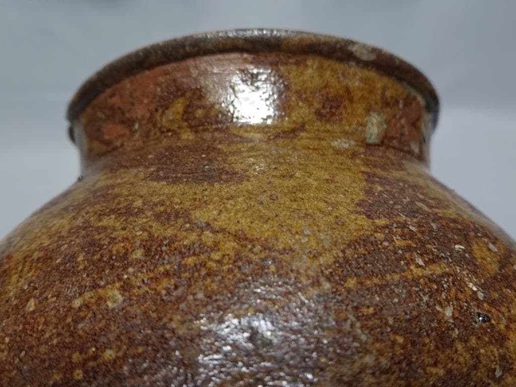 旧家蔵出し　貴重　室町中期　古越前　種壺（窯印有り）　下駄底