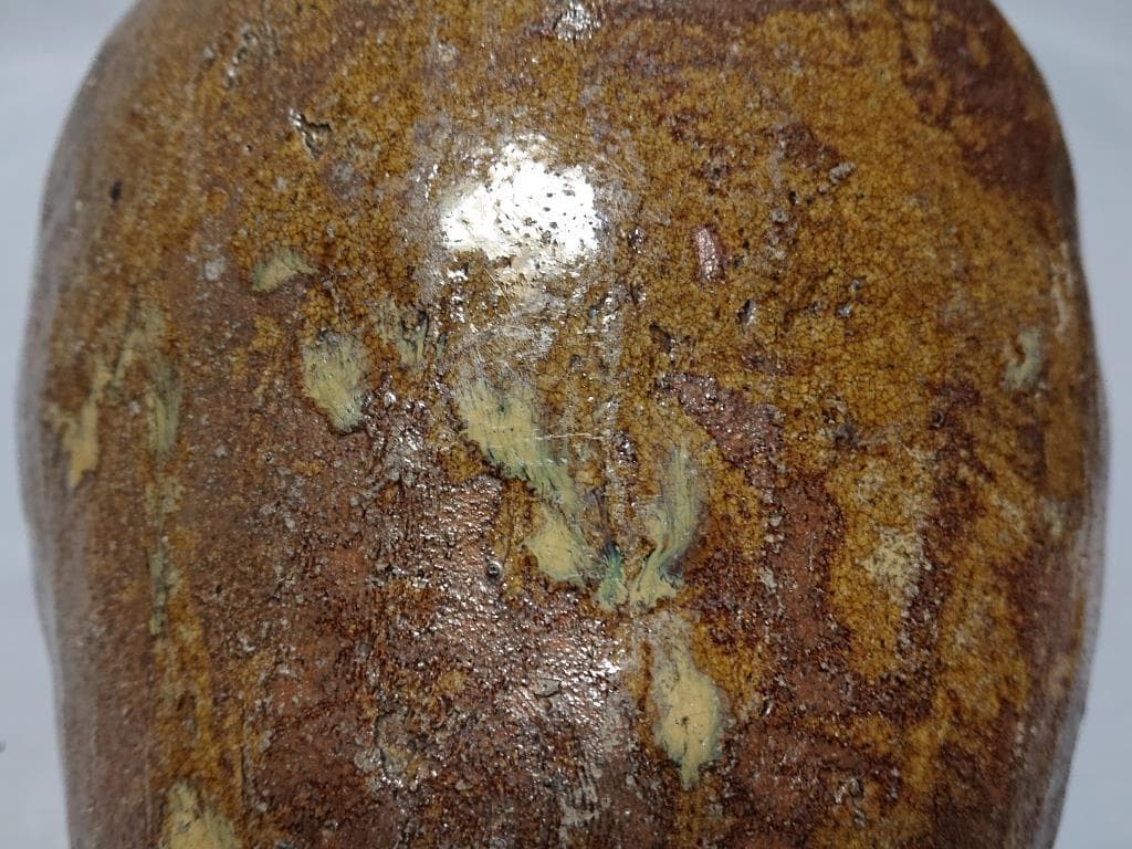 旧家蔵出し　貴重　室町中期　古越前　種壺（窯印有り）　下駄底