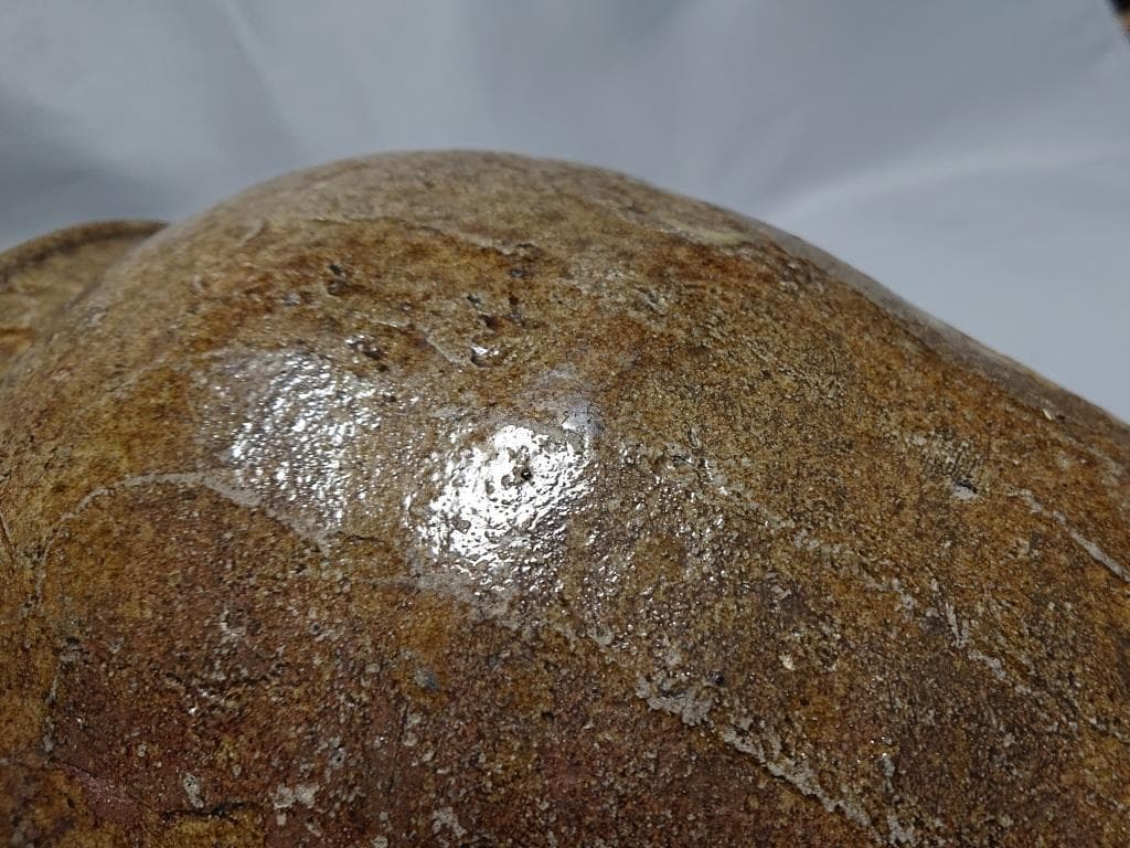 旧家蔵出し　貴重　室町中期　古越前　種壺（窯印有り）　下駄底