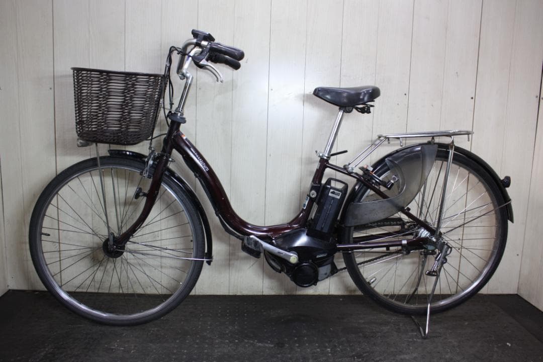 電動アシスト自転車 ダークブラウン 前カゴ付き
