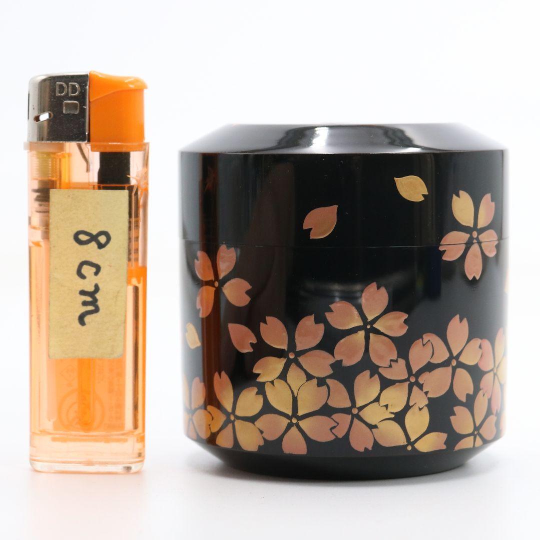 二代目 金蒲 高橋朝也作 桜蒔絵 雪吹 輪島塗 薄茶器 茶道具 共箱　V985