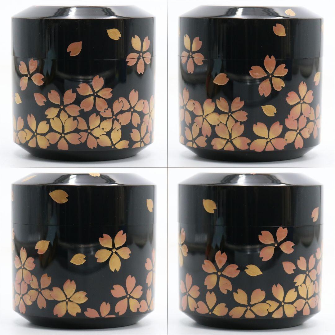 二代目 金蒲 高橋朝也作 桜蒔絵 雪吹 輪島塗 薄茶器 茶道具 共箱　V985