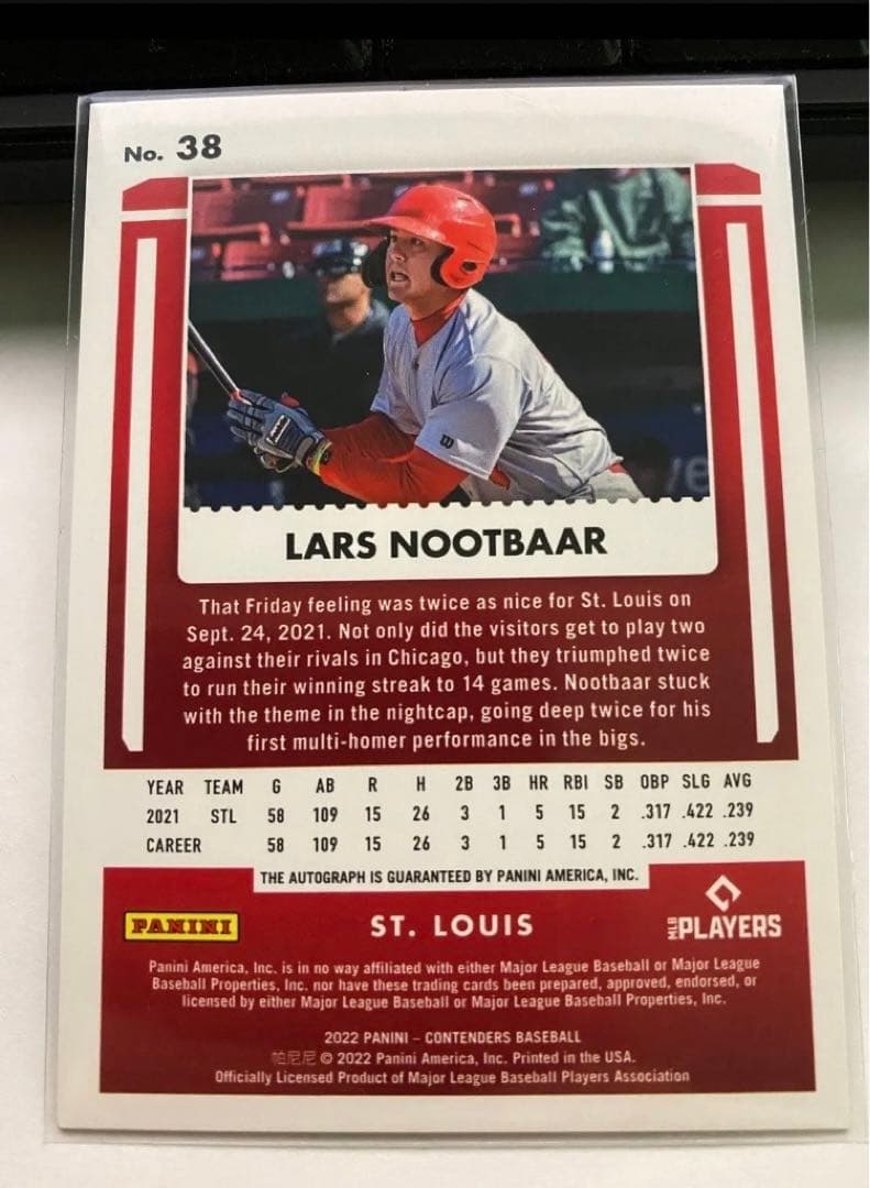 (75枚限定)2022ラーズ ヌートバー直筆サインカード7/75