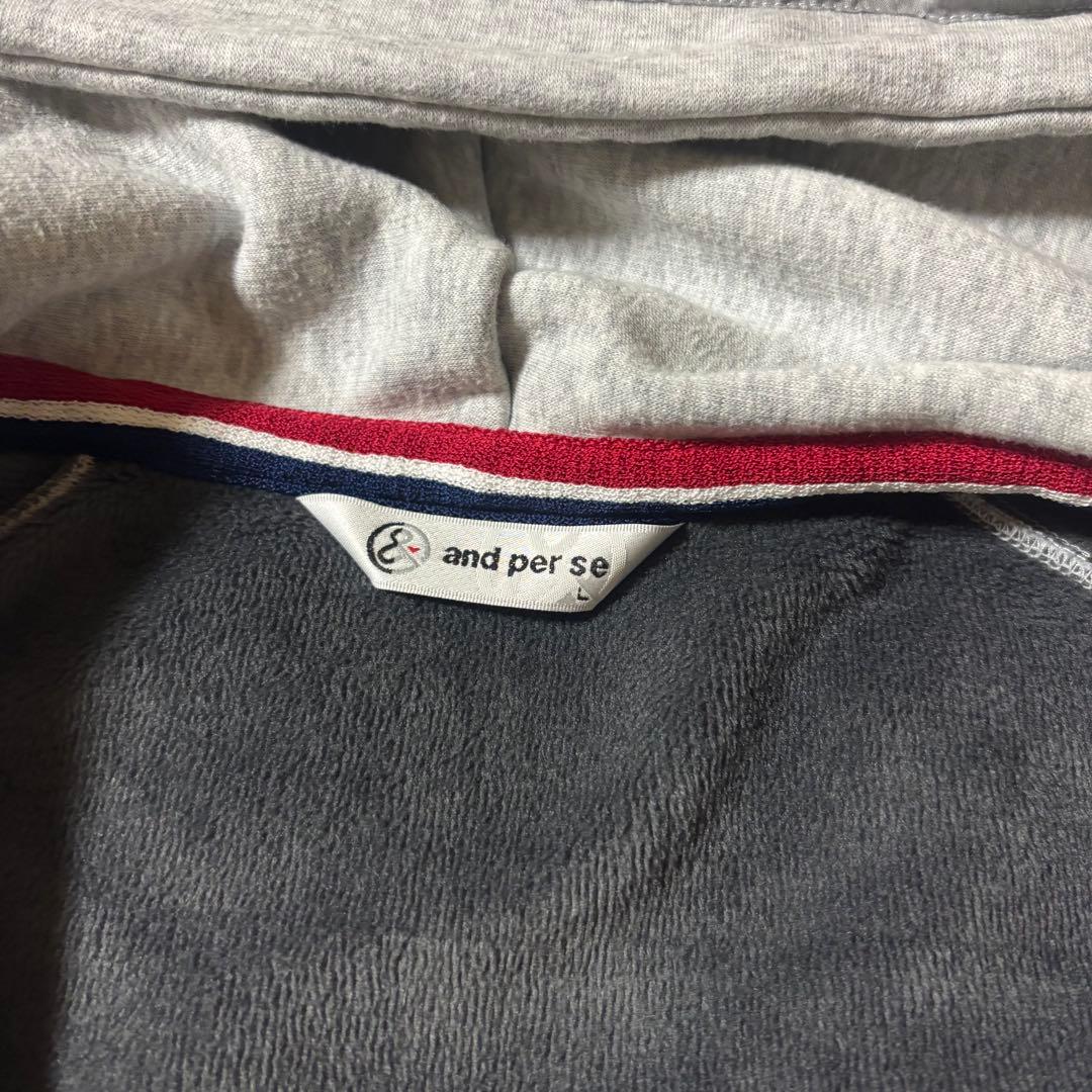 アンパスィ　and per se 長袖ダブルジップパーカー　グレー　L