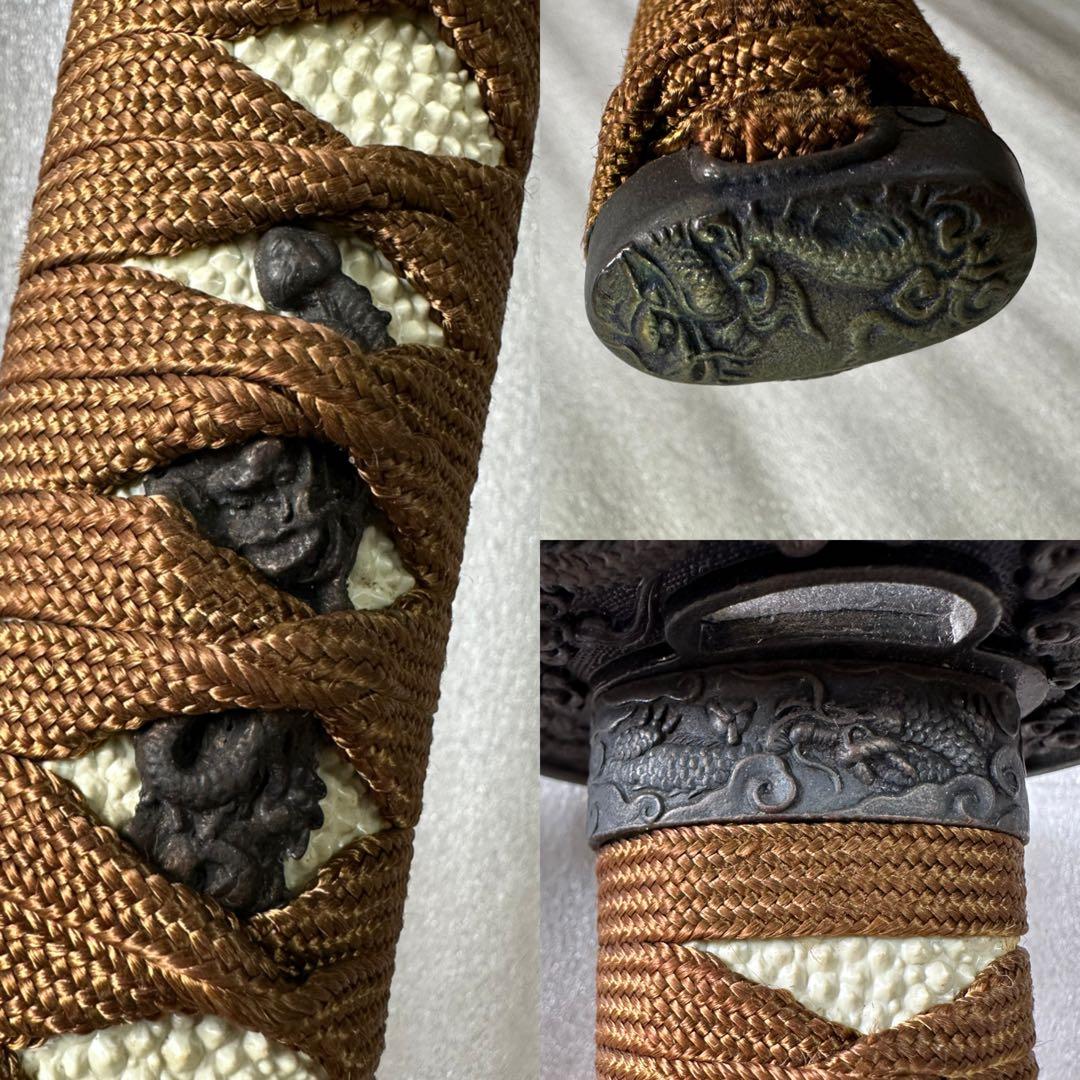 模造刀 打刀 脇差 2点セット 黑茶鞘 鞘付き長さ約69/102cm 26A21