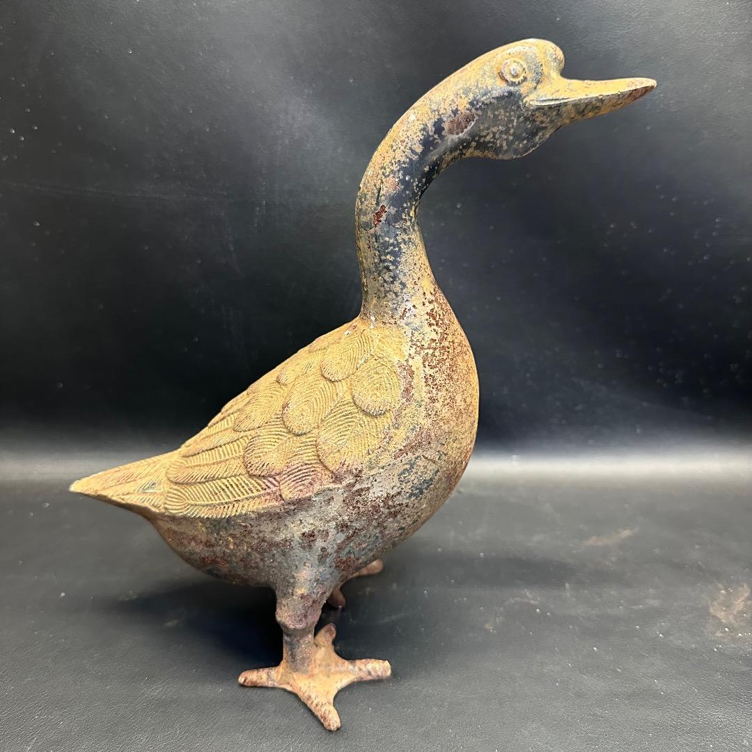 ♡※前Db1006 ヴィンテージ アイアンアヒル 置物 装飾品 2点セット