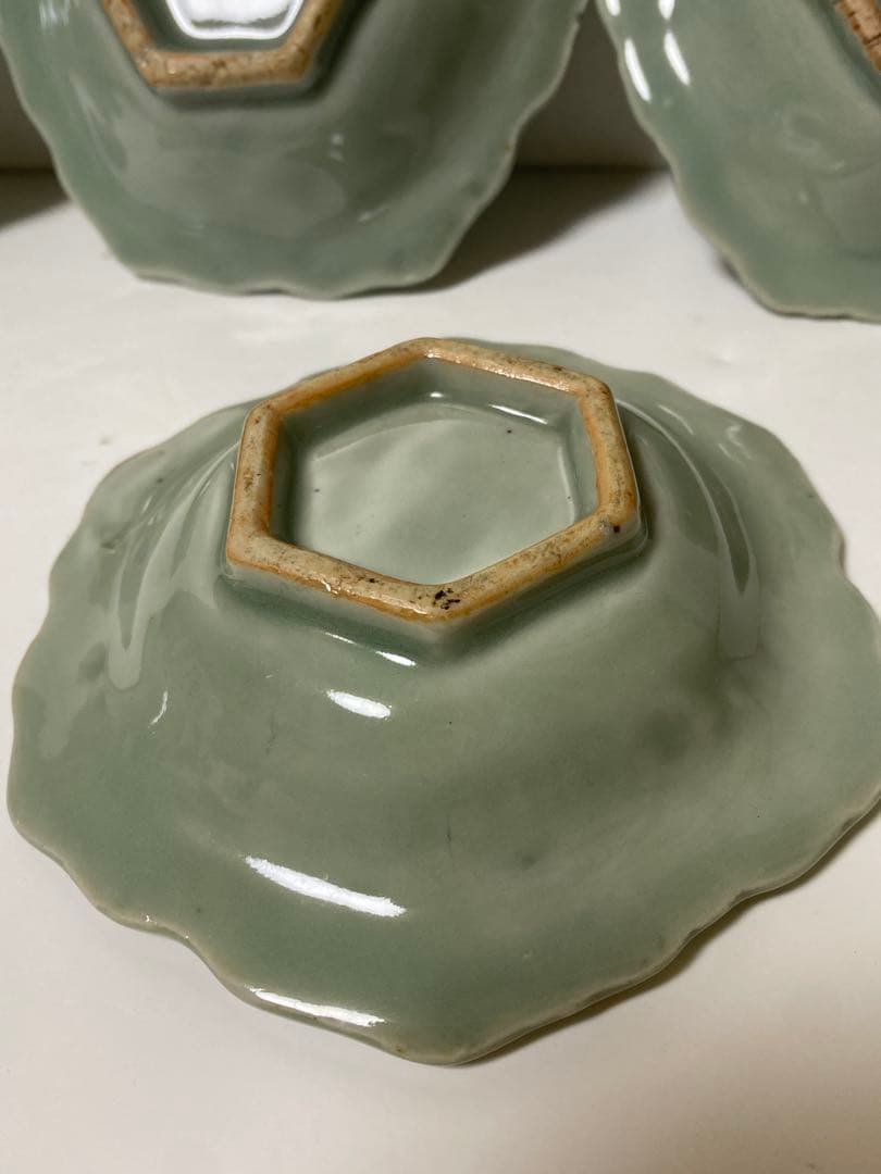 三田青磁　骨董　江戸〜明治　小皿　豆皿　希少　アンティーク　古道具