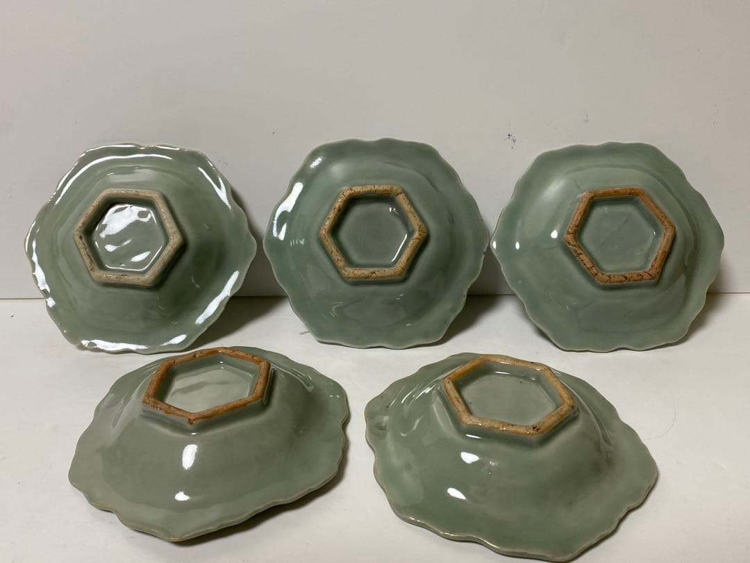 三田青磁　骨董　江戸〜明治　小皿　豆皿　希少　アンティーク　古道具