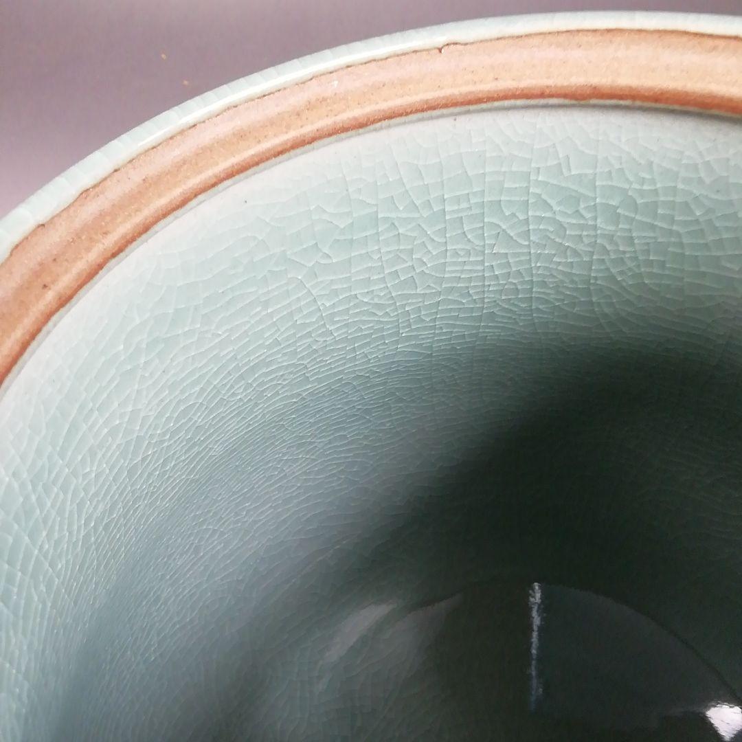 Ｔ６７８　水指　『青磁水指』『芸珍窯』　共箱　茶道具