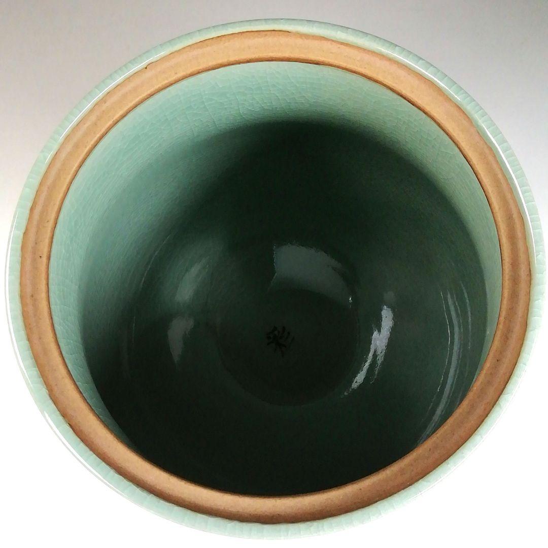 Ｔ６７８　水指　『青磁水指』『芸珍窯』　共箱　茶道具