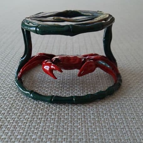 A 7    唐銅彩色・笹蟹蓋置  ( 新品未使用品 )