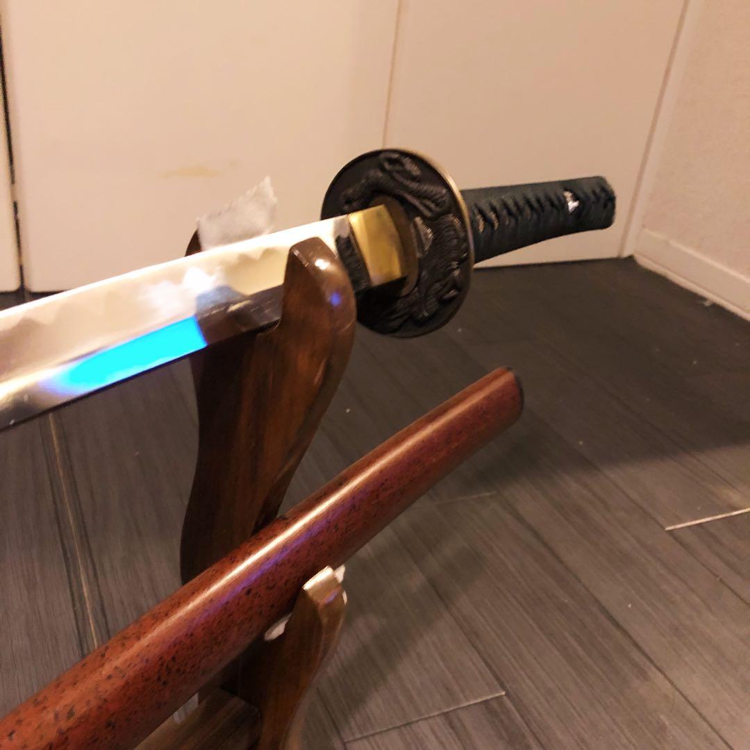 高級模造刀　深朱拵え　高級居合刀　研波刃　合金