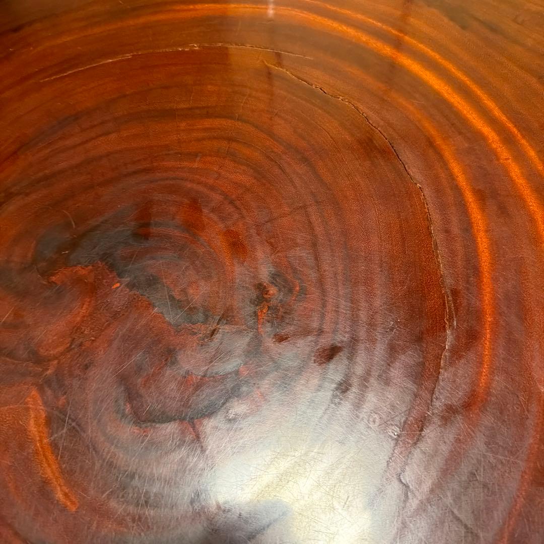 一枚板　花梨(？) 円形木製座卓 ダークブラウン 大きめ