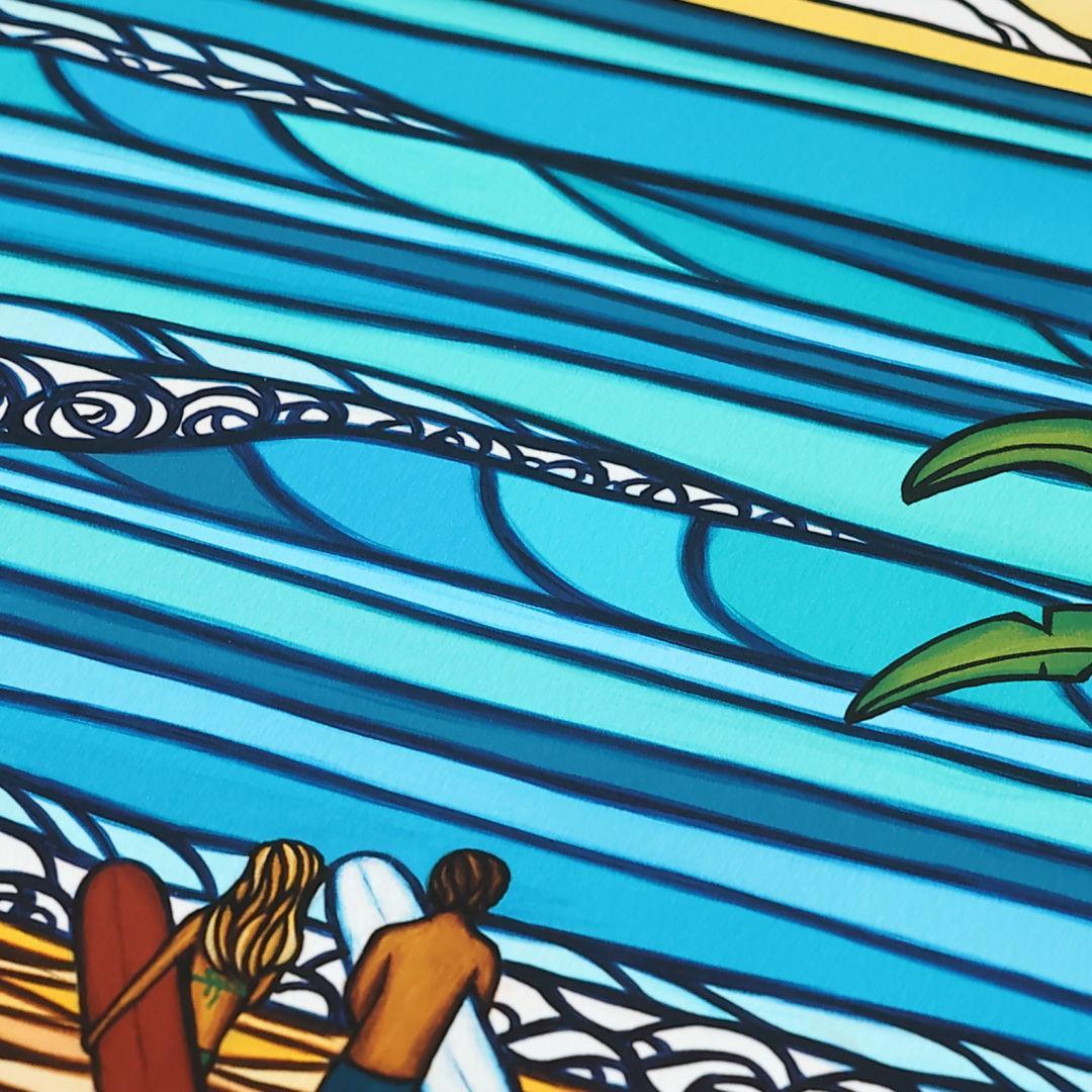 Lサイズ額付き ヘザー ブラウン 『 ハワイアン ホリデー 』406×508ｍｍ