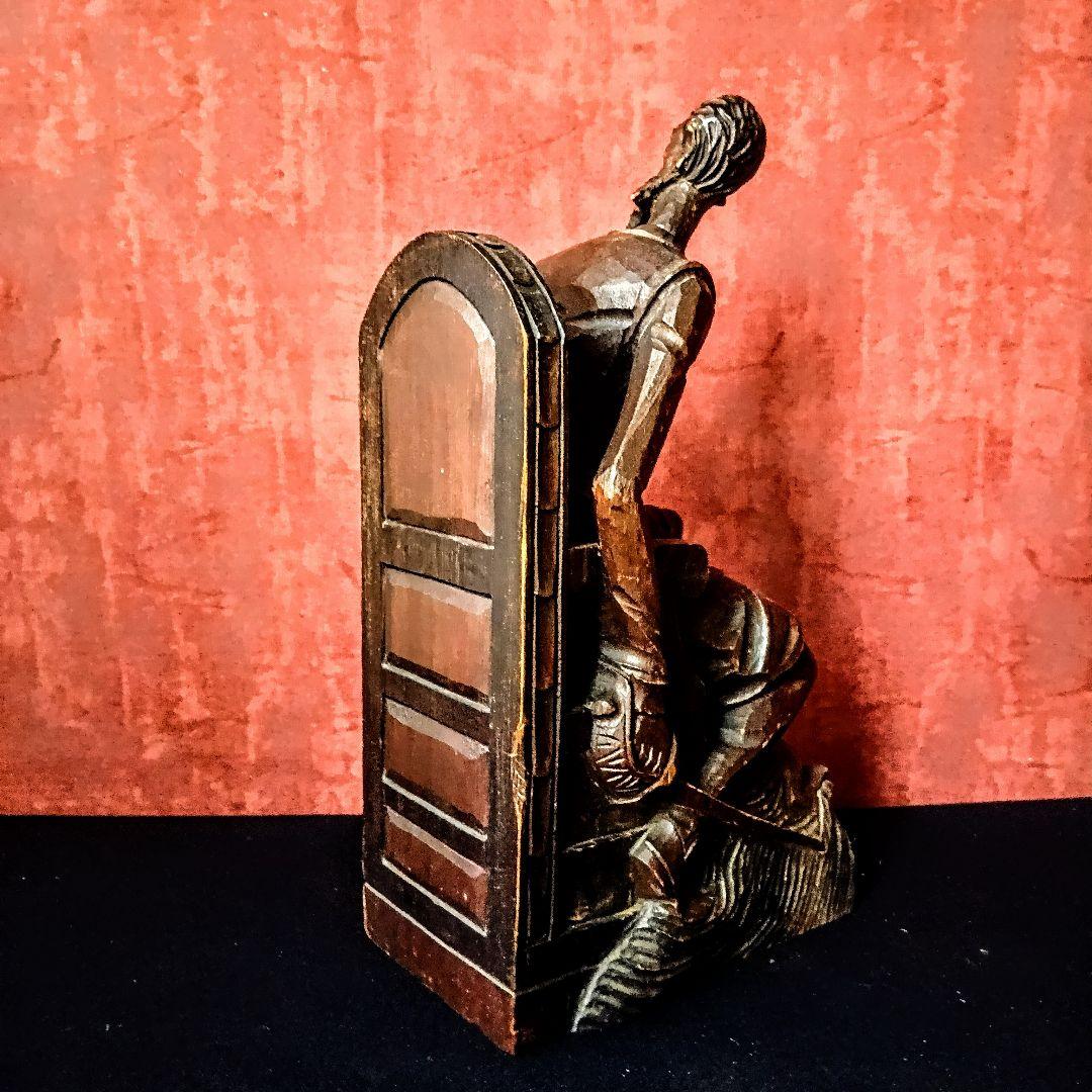 '60s スペイン◆ヴィンテージ◆木製 ブックエンド◆ドン・キホーテ◆手彫り