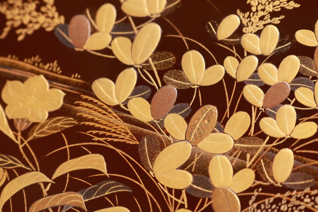 BJ062 木製漆器　萩野月蒔絵　吸物盆　吸物膳　十客　絵違い　図替わり　共箱