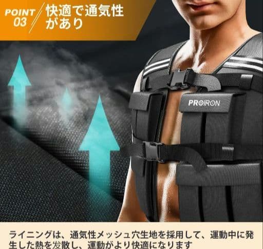 【中古】PROIRON トレーニング用 ウェイトベスト 20kg 予備バックル付