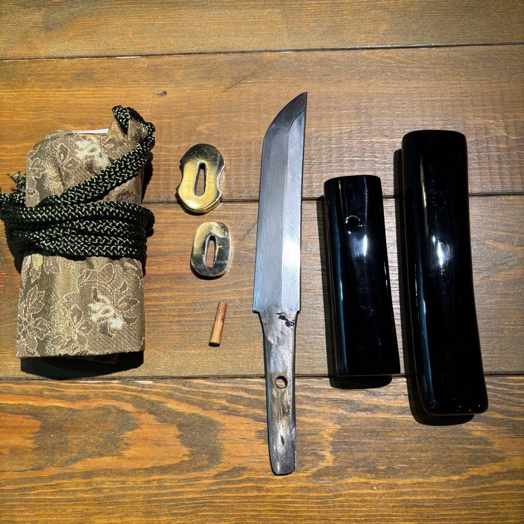 日本刀残欠クラフトナイフNo.85 筑前国住宗次 黒鞘