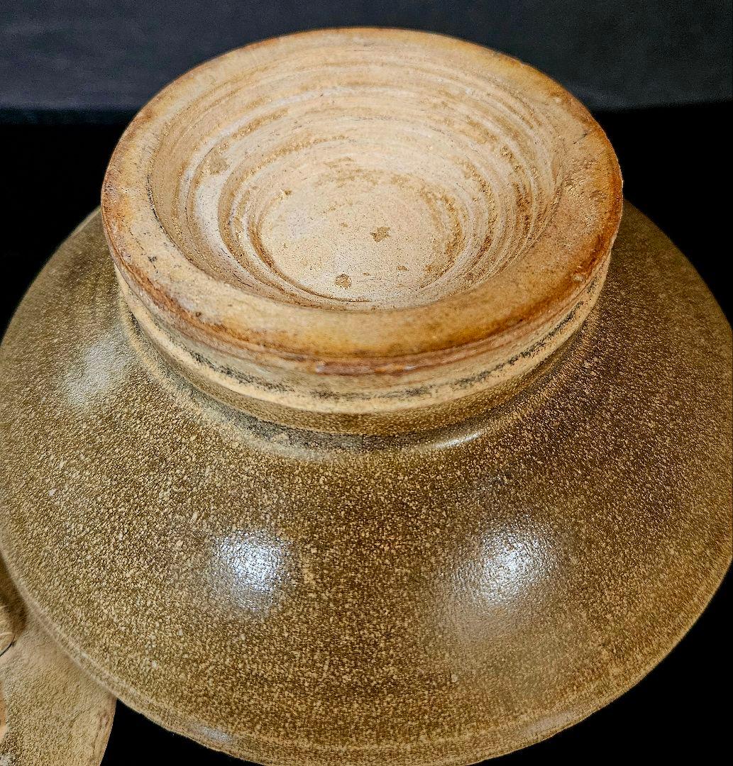 【名品❗】中国古陶磁器　宋時代　古越州窯　ツガイ鳥摘み　亀甲文　四耳　蓋物　香炉