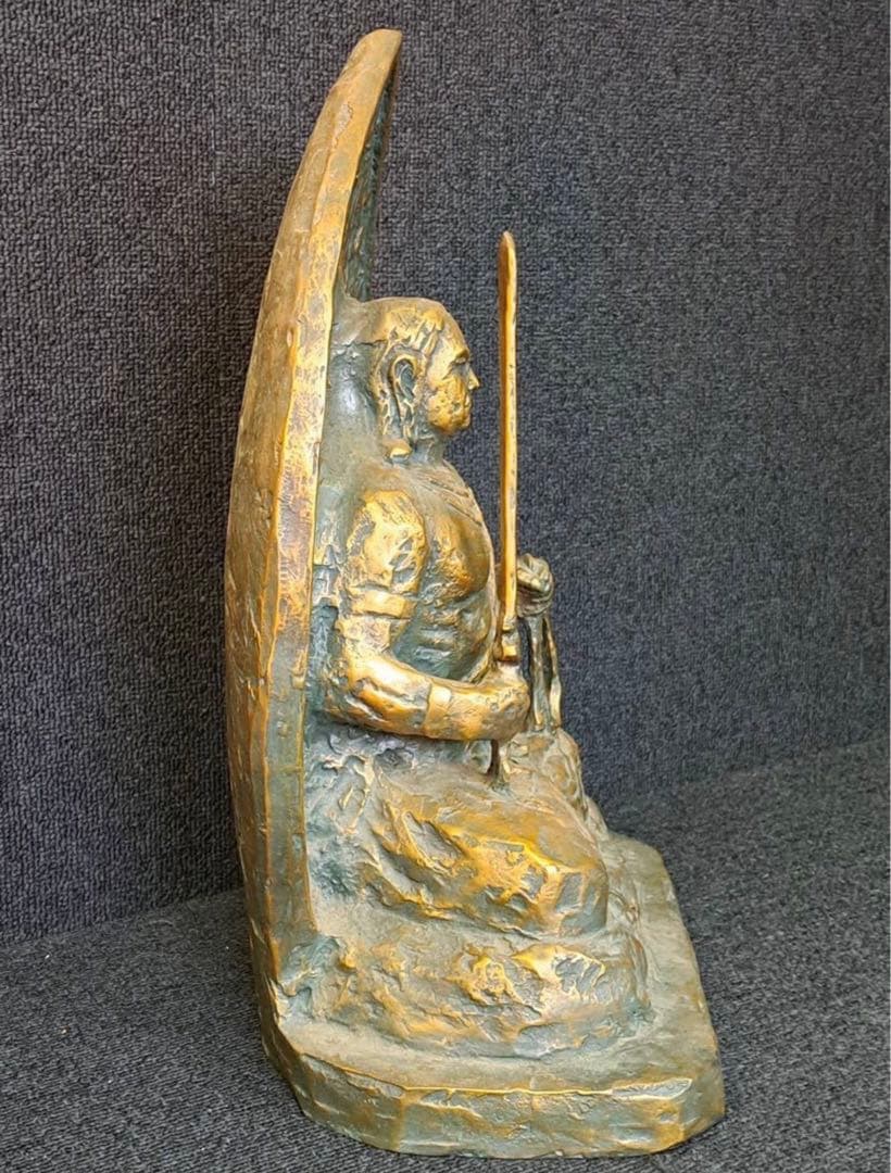 日本彫刻界巨匠 北村西望 造「不動明王」座像 桐共箱 大慈無邊と西望の刻印