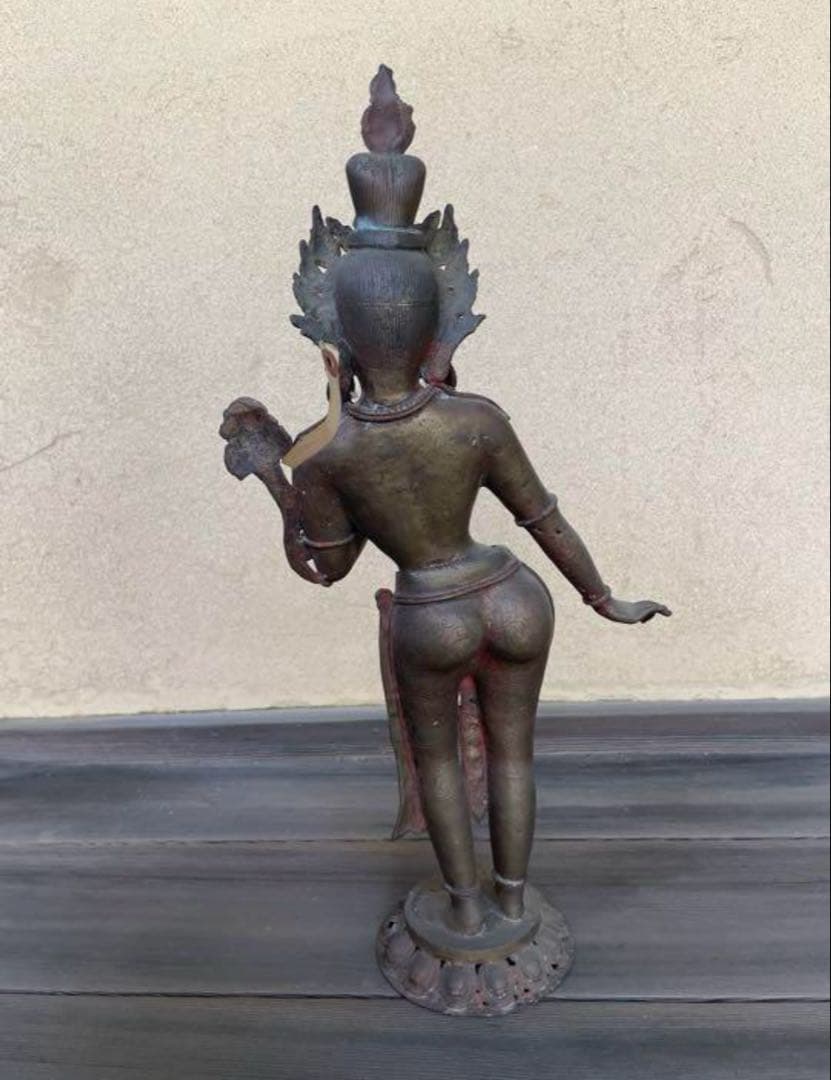 チベット女神像　銅製の仏像　42cm アンティーク　骨董