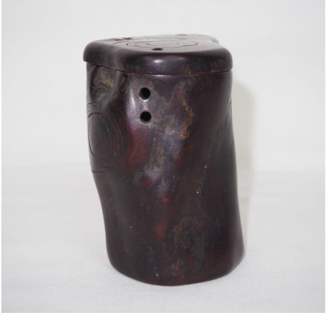 送料無料　時代物　黒珊瑚　海松　煙草入れ　重123ｇ　提げ物