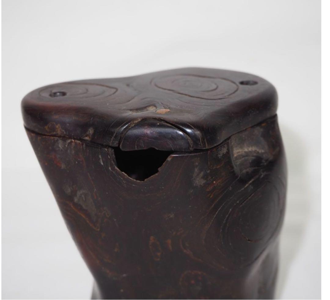 送料無料　時代物　黒珊瑚　海松　煙草入れ　重123ｇ　提げ物