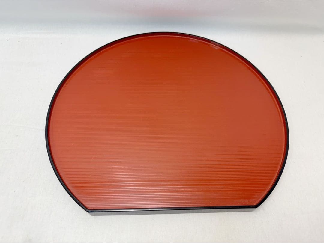 ほぼ未使用 懐石道具 木製 半月膳 5客揃 両面使い 会席膳 宴会盆 箱無