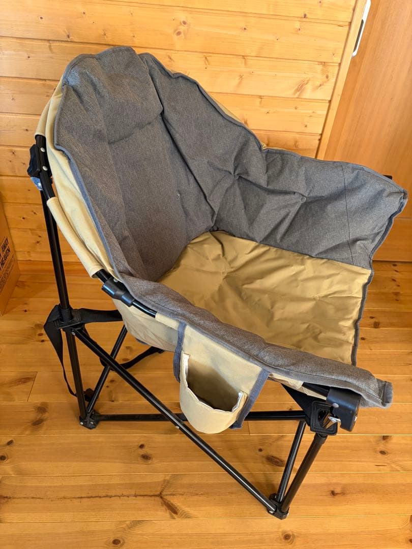 折りたたみアウトドアチェア グレーとベージュ(2脚セット)