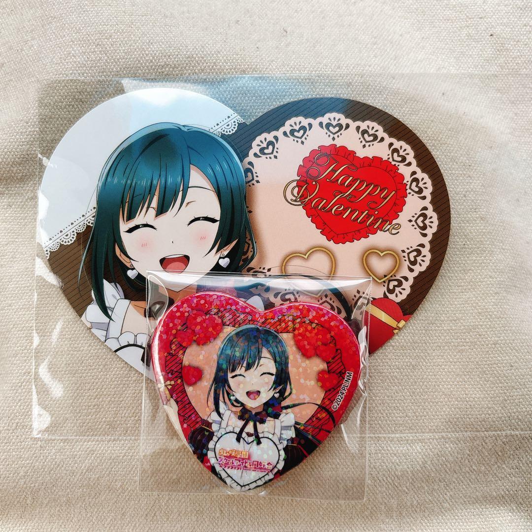 虹ヶ咲 優木せつ菜 ホロ缶バッジ ハート型カード