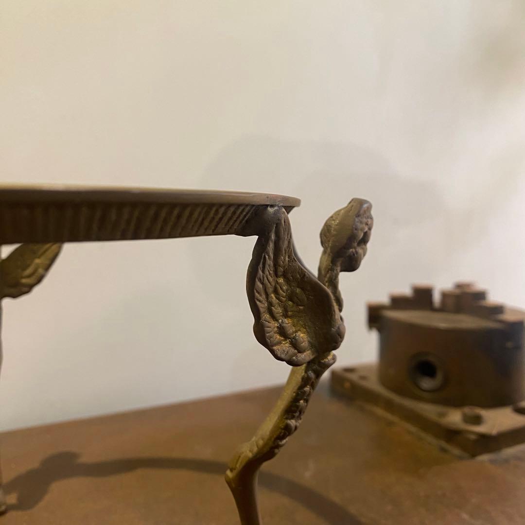 真鍮製天使の土台 ガラス 水盤 ボウル コンポート アンティーク