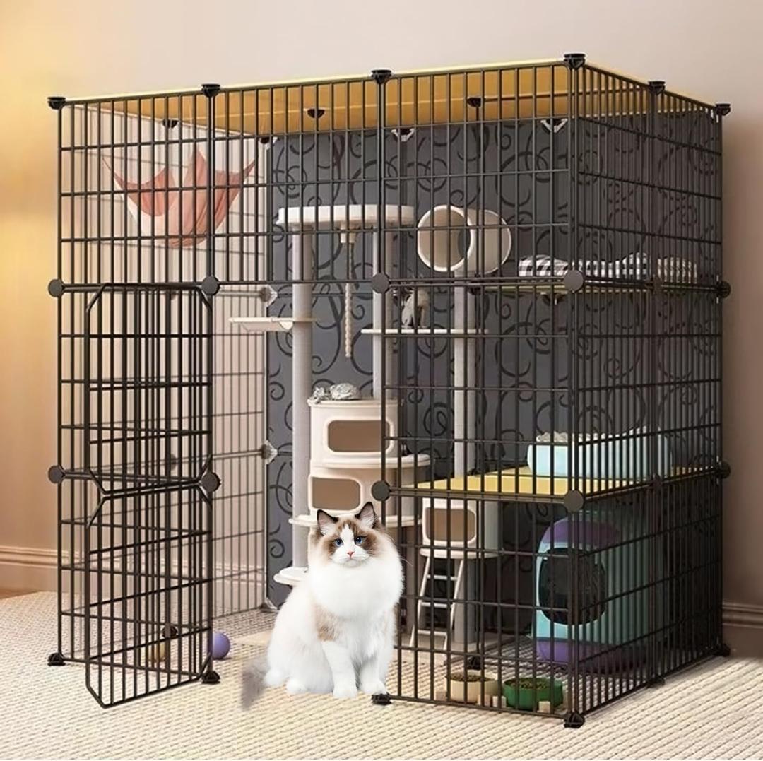 自由自在DIY！猫ケージ 大型 3段 連結ジョイント付 室内用 多頭