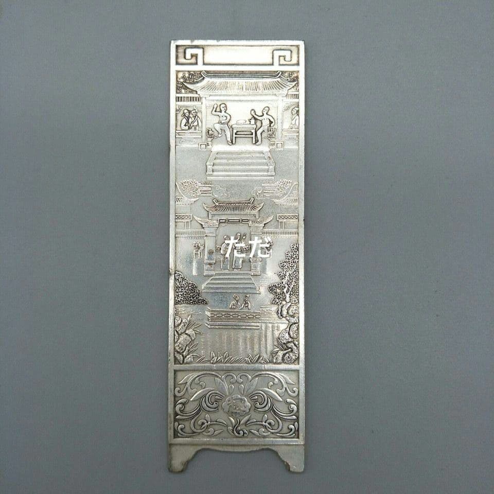 銅制 彫刻雅趣文豪屛風 茶道具 書道具 文房具 装飾品 工芸品 置物