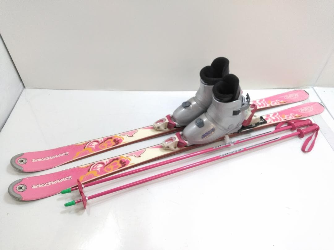 女の子 ジュニアスキー4点セット ダイナスター 140cm ブーツ 24cm◇
