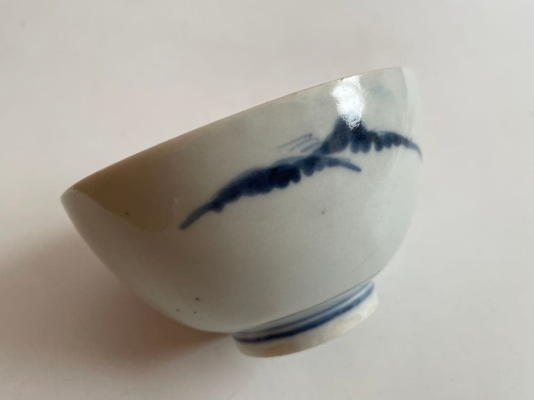 骨董　アンティーク　古伊万里　染付　樹木文様　　お碗　飯碗