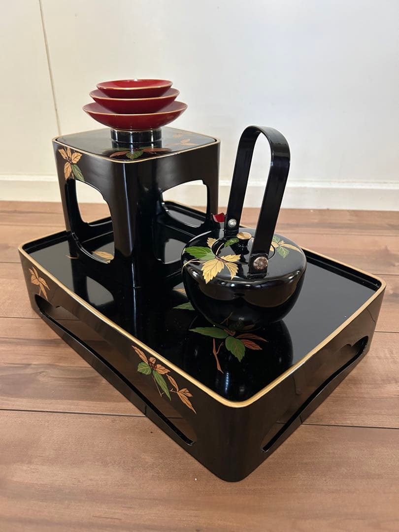 (高級) お屠蘇器 漆器 伝統工芸 お祝い 胴張四ッ揃い 6点セット