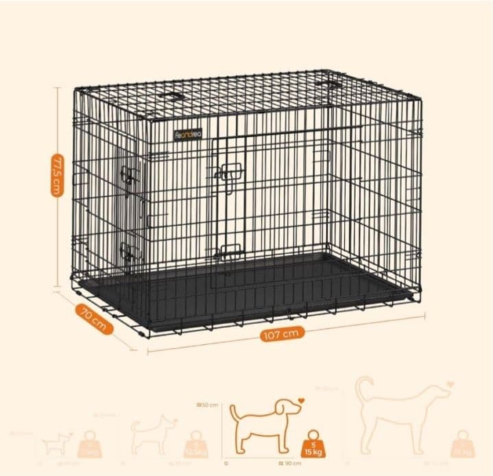 ペットケージ折り畳み式持ち手付き107x70x77.5cm室内外兼用 トレー付き