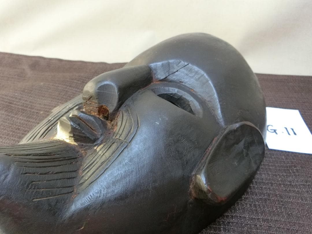 インテリア！【木彫面　民族面　黒時代色　神像　外国物・G11・仏教】★鑑賞　研究